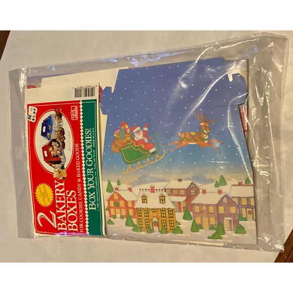Christmas Holiday Themed Bear Bakery Boxes Sealed 2-Pack VTG 1991 Cookie Baking - Picture 1 of 7